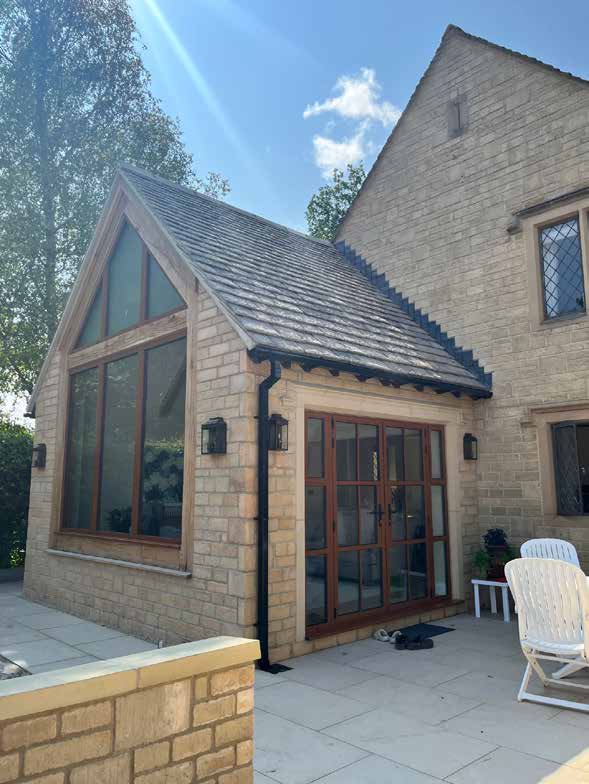 Oak frame exterior from the garden